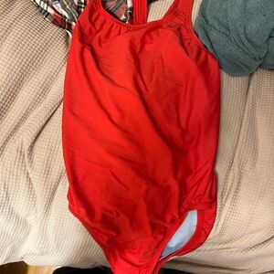 Nike Red and White Swimsuit